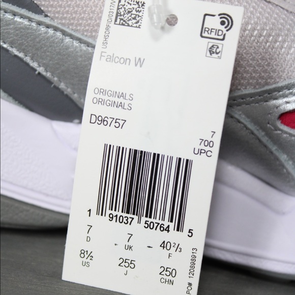 SOLD Adidas Falcon Shoes Light Peach Silver Size 8.5 - Picture 9 of 10